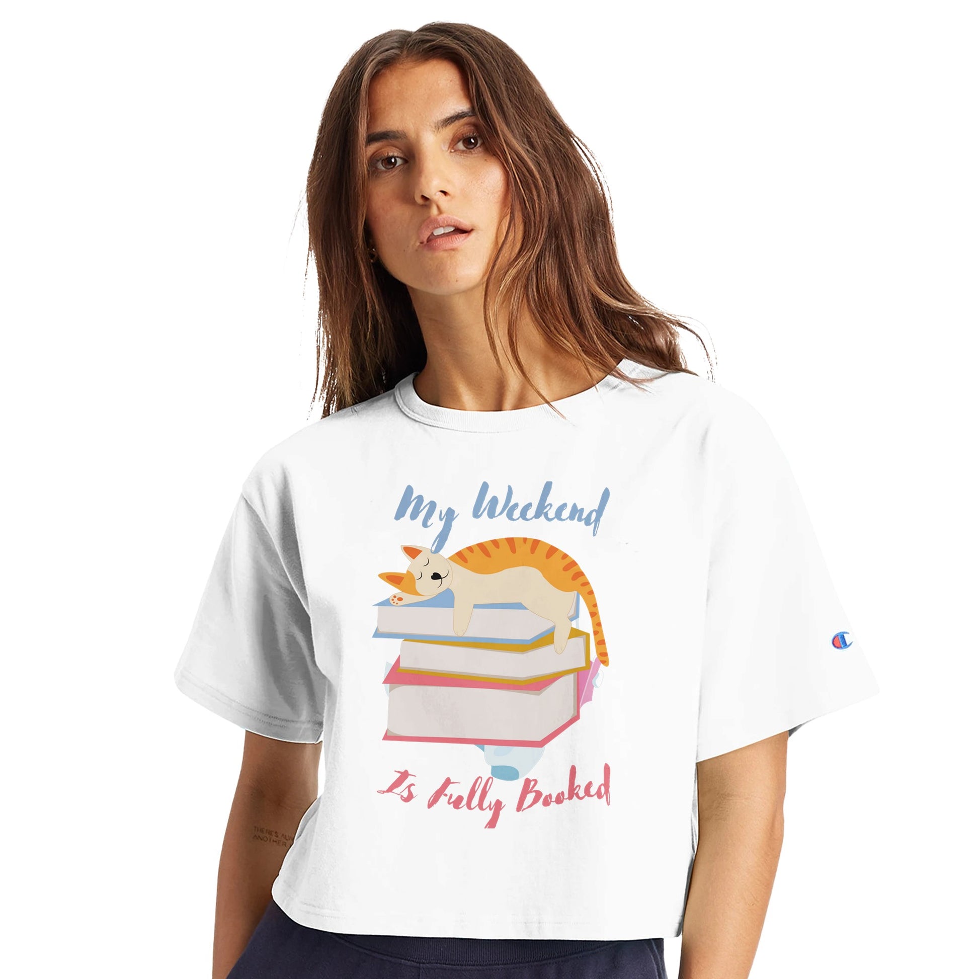 my weekend is fully booked cropped t shirt white