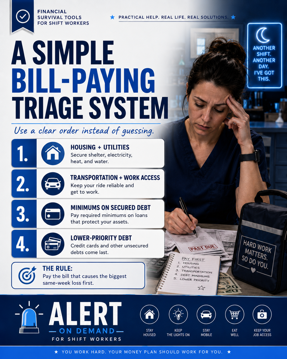 What to Pay First When Money Is Tight | Bill-Paying Triage Cheat Sheet for Shift Workers