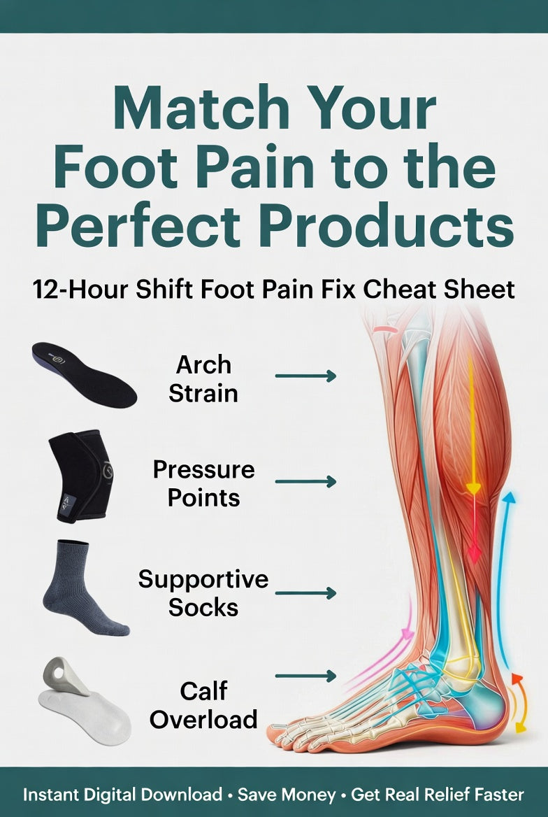 12-Hour Shift Foot Pain Fix Cheat Sheet | Nurse Insole & Foot Relief Guide PDF