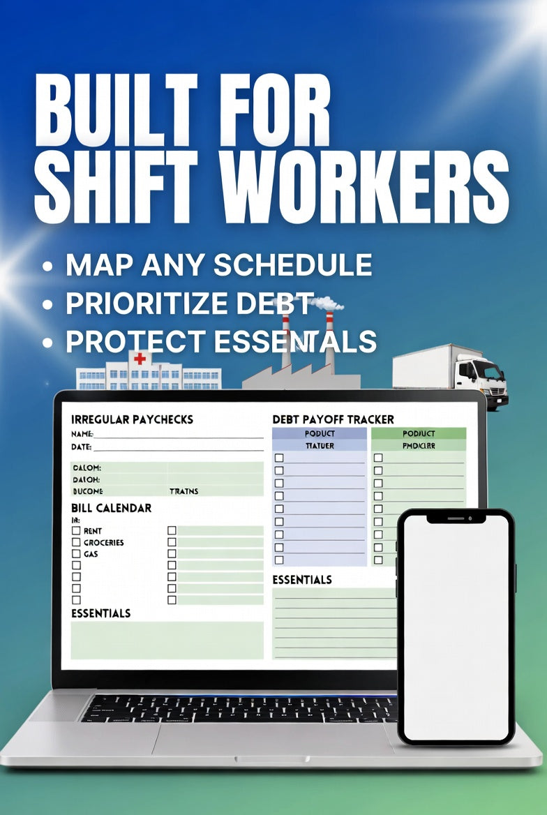 Debt Relief Budget Template For Shift Workers | Printable Debt Payoff Planner Fillable PDF