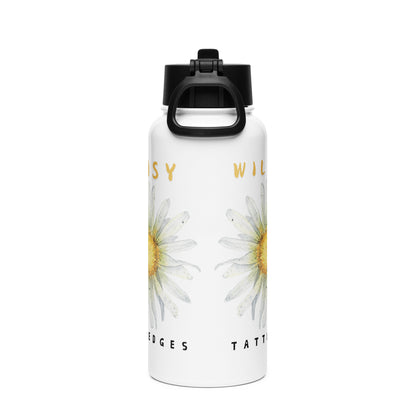 Wilted Daisy Stainless steel water bottle with a straw lid