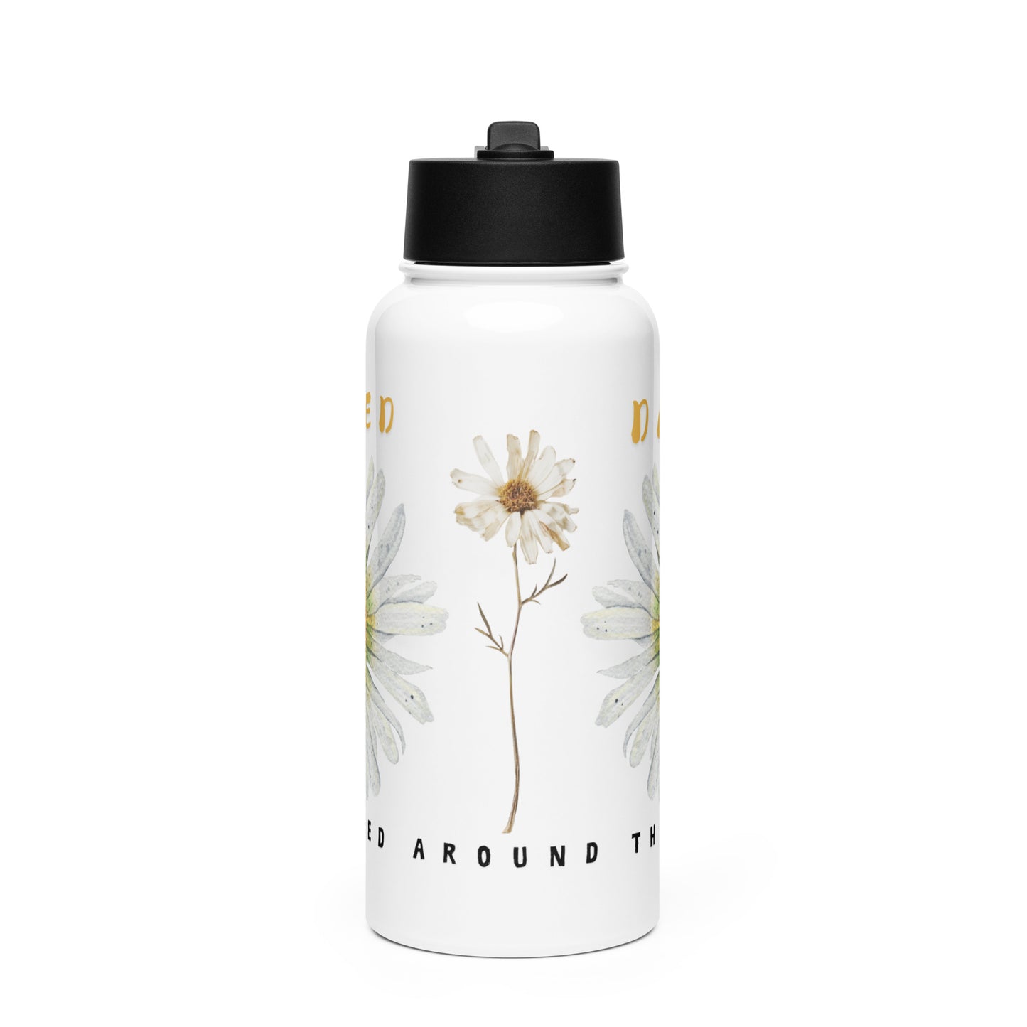 Wilted Daisy Stainless steel water bottle with a straw lid