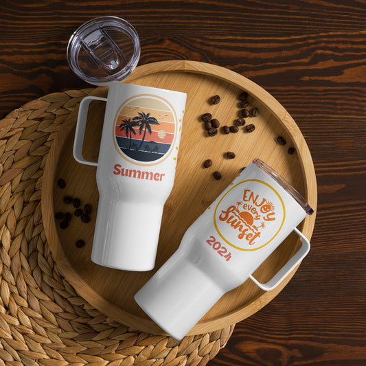 Summer 2024 Sunset Travel mug with a handle