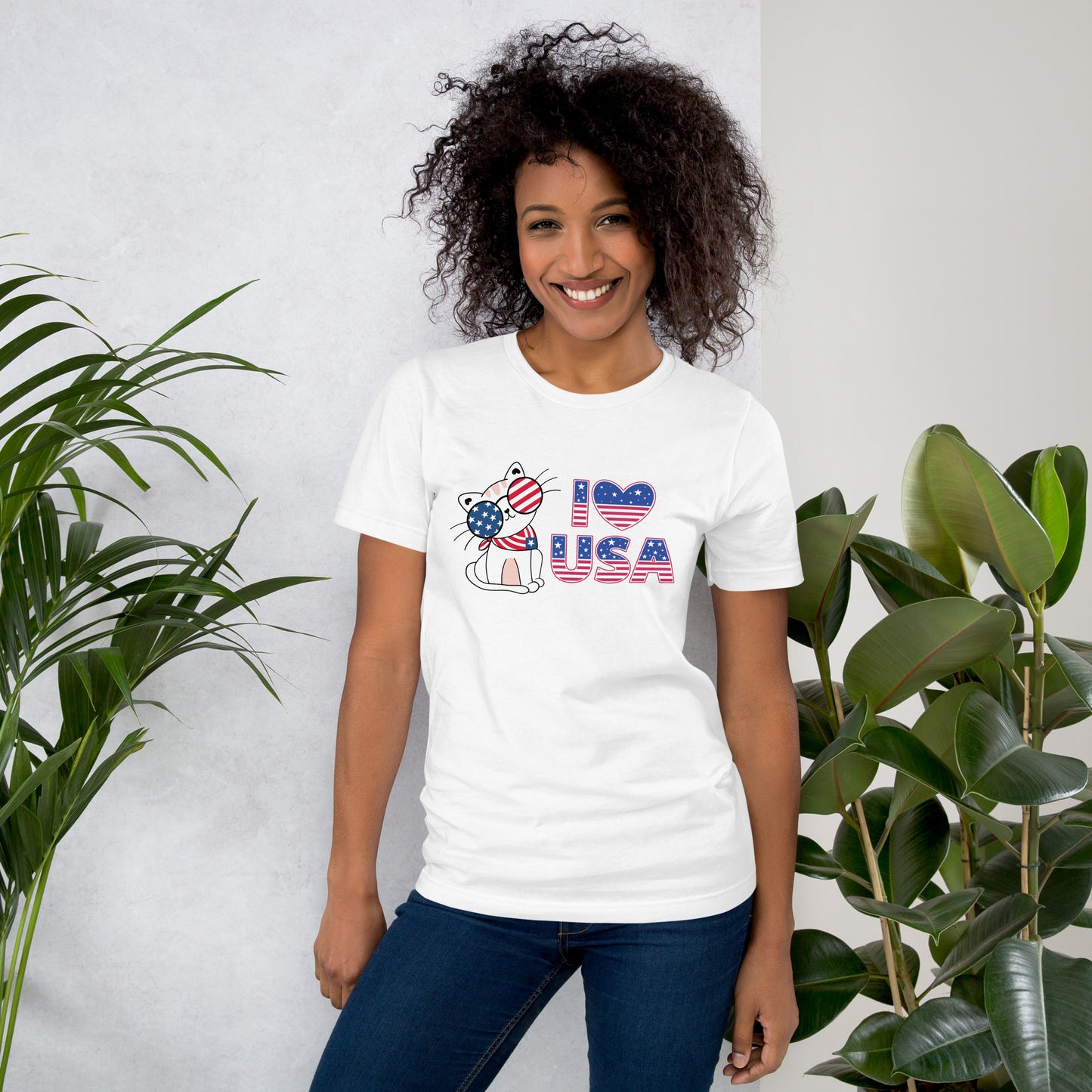 I love USA Cat in glasses Tee