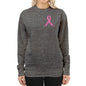 Breast Cancer Awareness Pink Ribbon Sweatshirt ribbon is shaped with hearts prints with message fight, strength, courage.