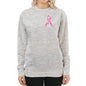 Breast Cancer Awareness Pink Ribbon Sweatshirt ribbon is shaped with hearts prints with message fight, strength, courage.