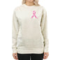 Breast Cancer Awareness Pink Ribbon Sweatshirt ribbon is shaped with hearts prints with message fight, strength, courage.